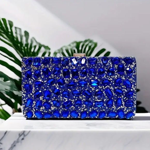 Handbags - Elegant Blue Crystal Clutch